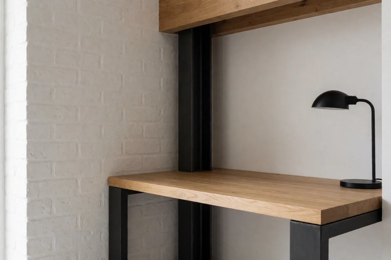 Bespoke oak and steel table