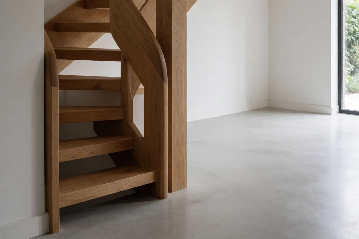 Structural interior perspective at dawn